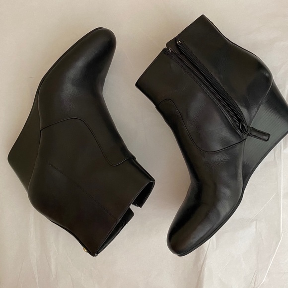 Cole Haan Shoes - COLE HAAN Leather Wedge Bootie